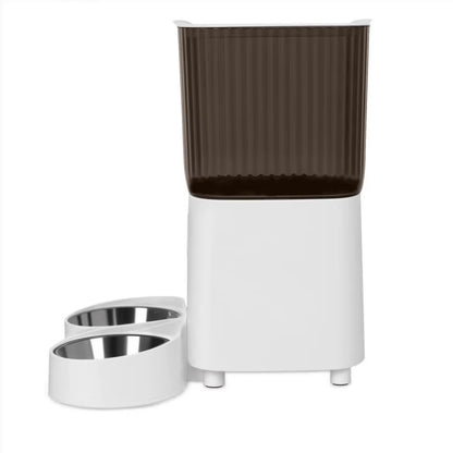 Smart Pet Feeder with Dual Bowls Wifi APP Remote Control 5L Transparent Storage Bucket Automatic Food Dispenser