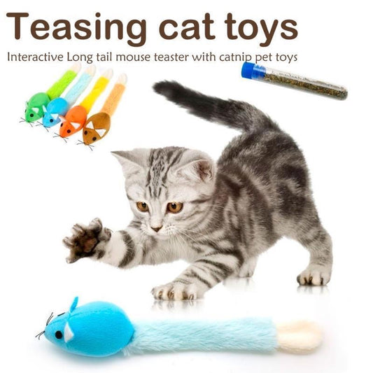 Long Tail Mouse Cat Teaster Toys Funny Pet Toys Cat Toys Mouse Trainning 