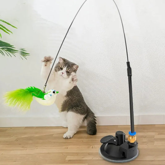 Interactive Toy Simulate Bird Interactive Sucker Feather Bell Funny Cat Toys