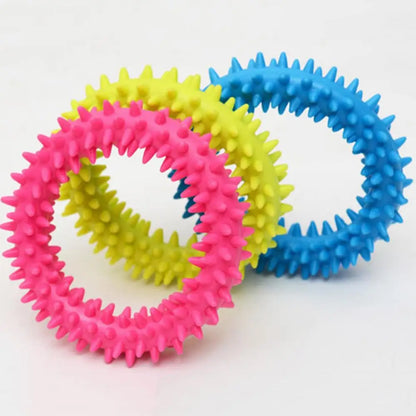 Spiky Chew Ring Toy for Dogs - Soft, Durable & Teeth-Cleaning