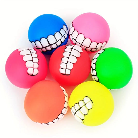 1pc Rubber Squeaky Ball - Cleans Teeth & Keeps Puppies Busy