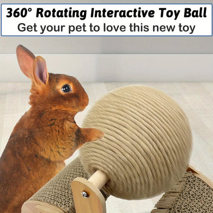 2 In 1 Cat Scratching Ball Wooden Cat Scratcher