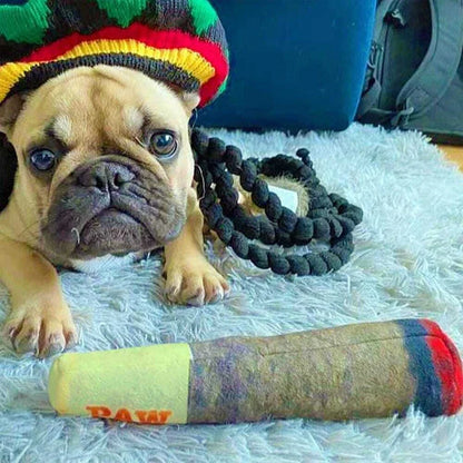 Cigar Plush Dog Toy - Squeaky, Fun & Teeth- Friendly