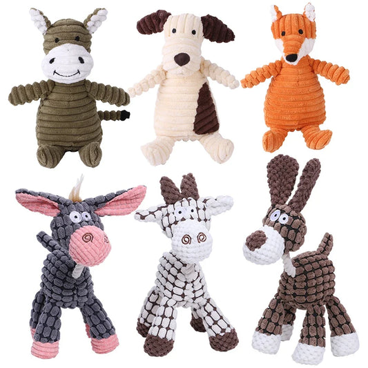 Animal Plush Dog Toy - Soft, Squeaky & Bite-Resistant