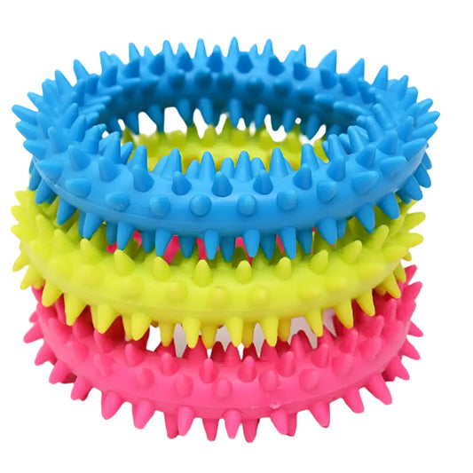Spiky Chew Ring Toy for Dogs - Soft, Durable & Teeth-Cleaning