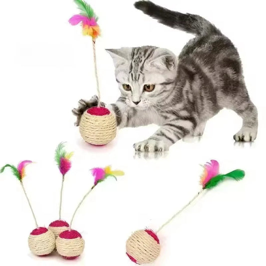 1PC Pet Cat Toy Colorful Feather Blanket Ball