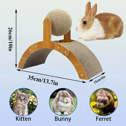 2 In 1 Cat Scratching Ball Wooden Cat Scratcher