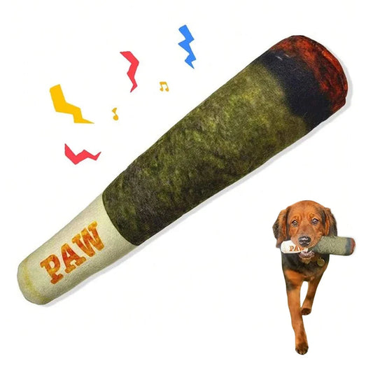 Cigar Plush Dog Toy - Squeaky, Fun & Teeth- Friendly