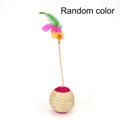 1PC Pet Cat Toy Colorful Feather Blanket Ball