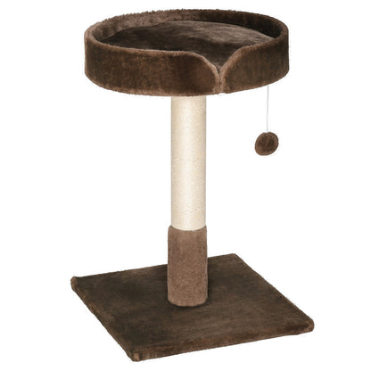 Pawhut Small Cat Tree for Indoor Cats W/ Sisal Scratching Post Bed Cushion Toy