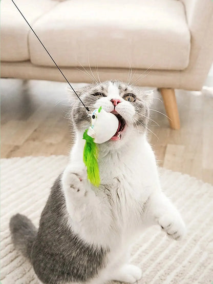 Interactive Toy Simulate Bird Interactive Sucker Feather Bell Funny Cat Toys