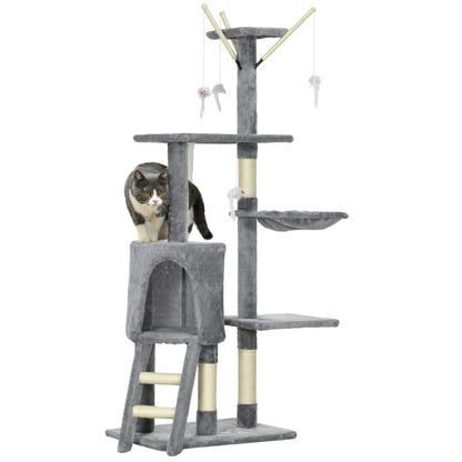 Cat Tree Kitty Activity Centre Condo Scratching Post with Toys 131Cm